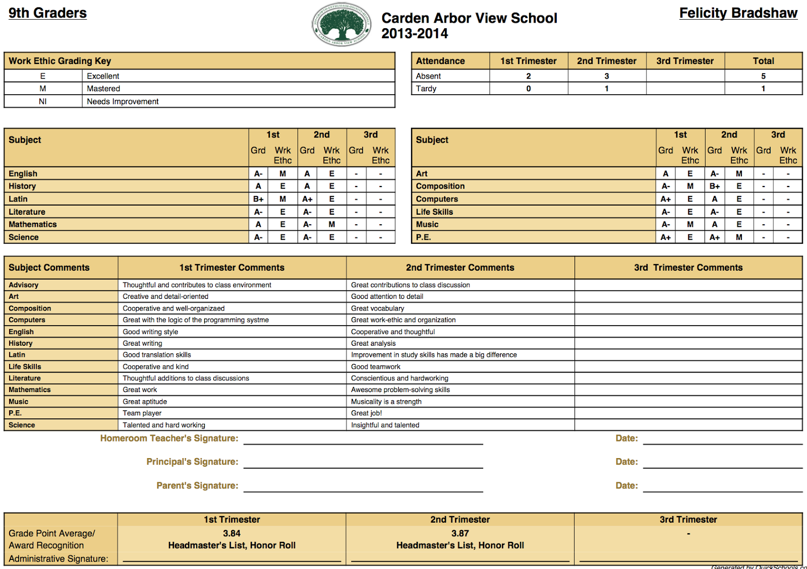 school report template