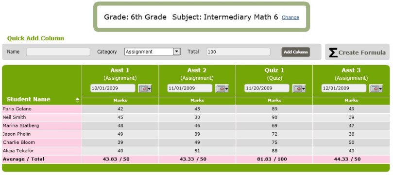 Teacher's Gradebook