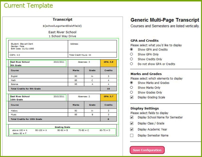 currenttemplate different templates for your student transcripts