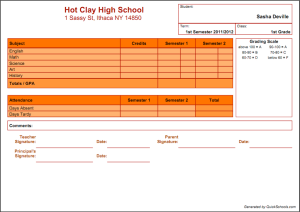 High School/College style template - Classy Clay QuickSchools report card template - Classy Clay