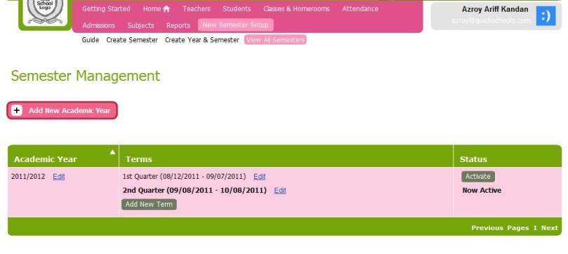 Creating an Empty Academic Term New Semester Setup -- View All Semester