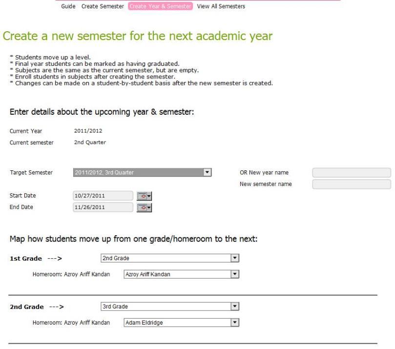 Archive/Migrate to a New Academic Year New Semester Setup -- Create Year & Semester