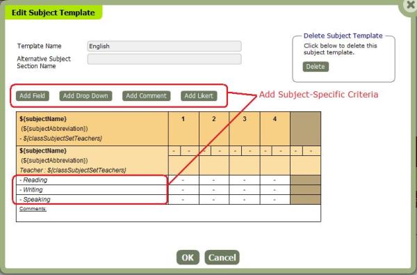 Creating a Subject Template Creating a Subject Template for the Subject-Specific Criteria