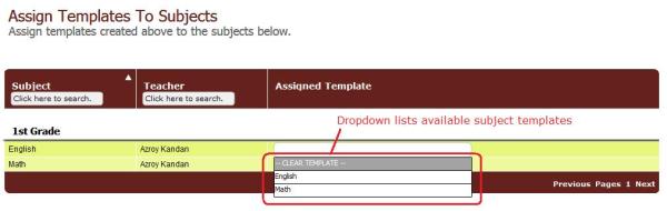 Assigning a Subject Template Select a Subject-Template for a Subject