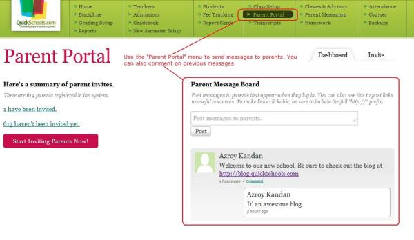 Parent Portal Module for Administrators
