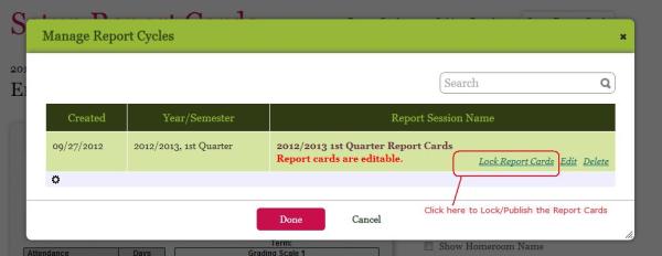 Locking/Publishing Report Cards