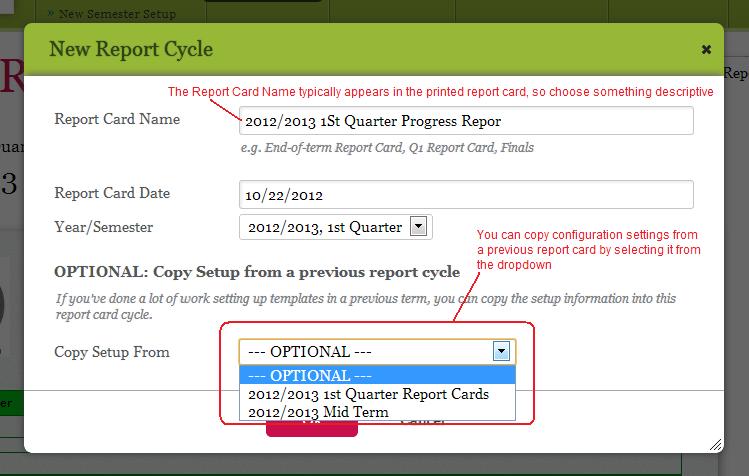 Creating Progress Reports using the Report Cards module