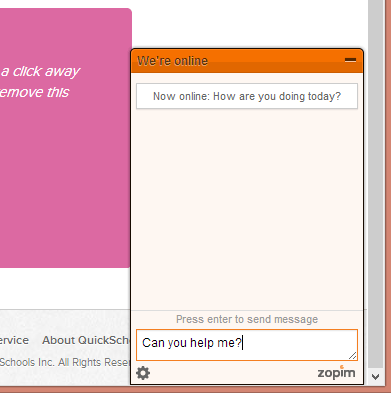 QuickSchools Live Chat Support