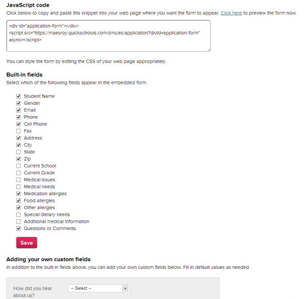 Setting up Online Application Form for Admissions