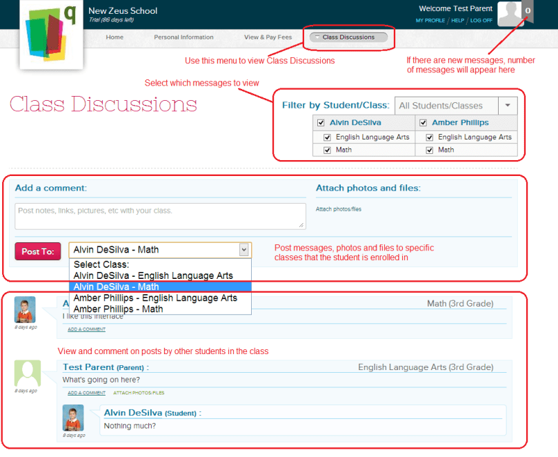 Online Class Discussions for Parents and Students