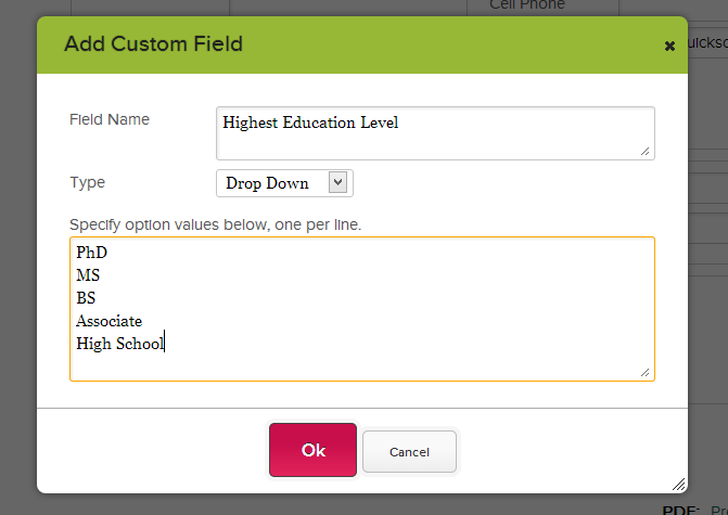 Adding a Custom Drop Down