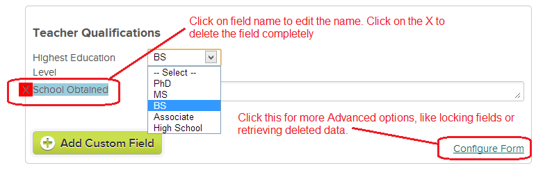 Completed Custom Fields