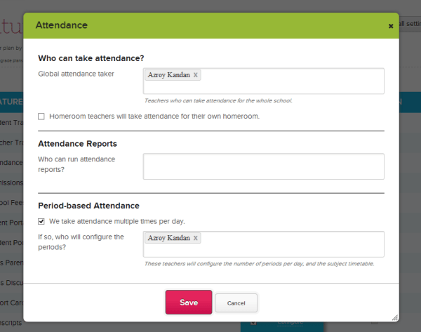 Configuring the Attendance Module