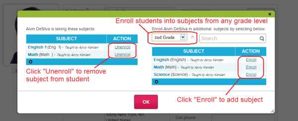 Updating Enrollment by Student