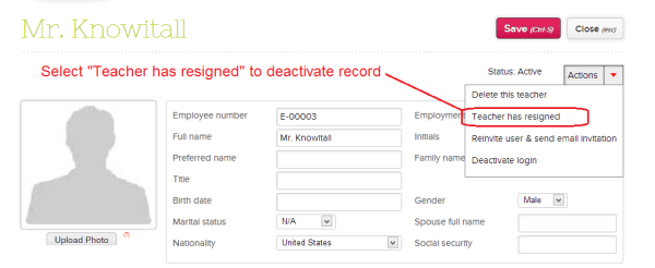 Deactivating Teacher Records