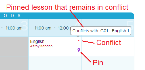 Conflicts for Pinned Lessons
