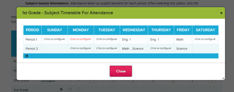 Assigning Subjects to Periods for Attendance