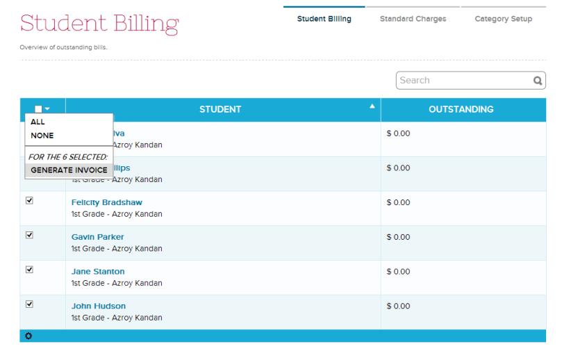 Mass Generate Invoices on QuickSchools