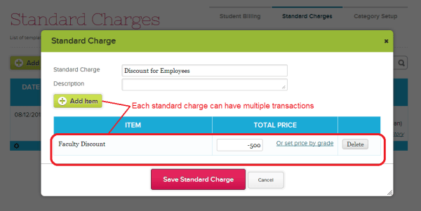 Adding / Modifying a Standard Charge