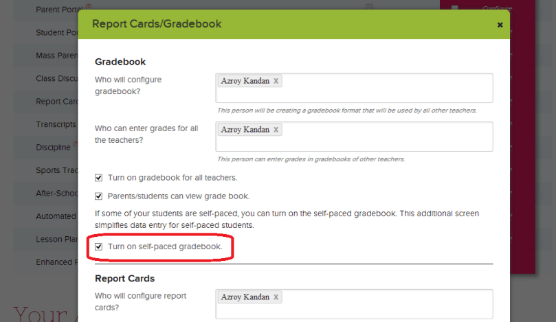 Turning On the Self-Paced Gradebook