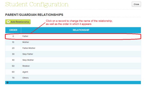Configure Parent/Guardian Relationship Names on QuickSchools