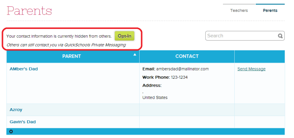 Parent Directory on QuickSchools
