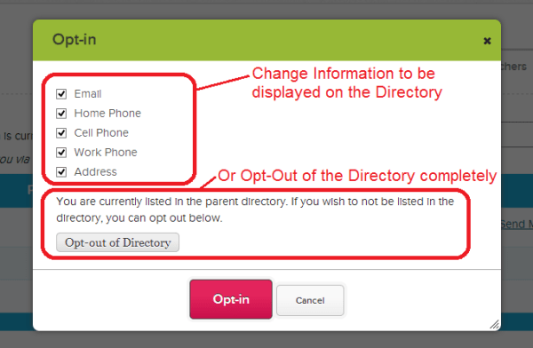 Setting Directory Preferences or Opting In/Out