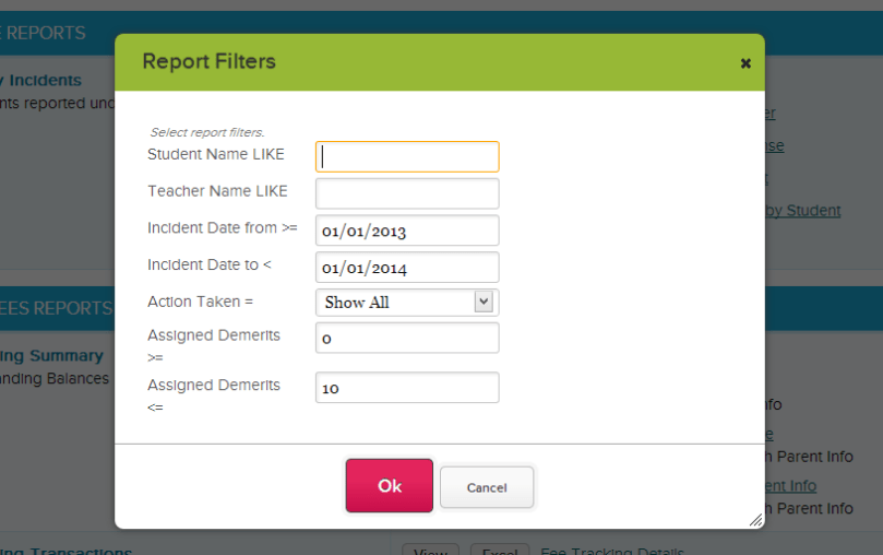 Setting Report Filters when Exporting to Excel