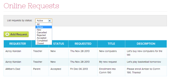 List of Requests on Approve Me