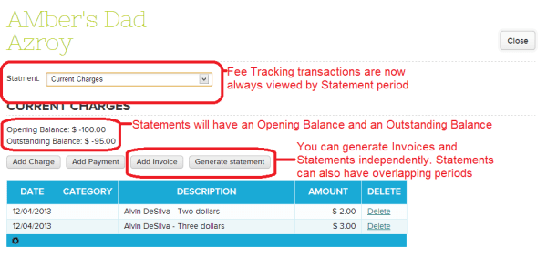 New QuickSchools Fee Tracking