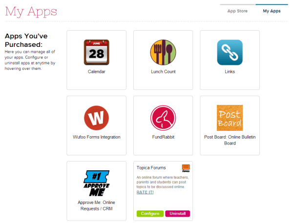 My Apps on QuickSchools App Store