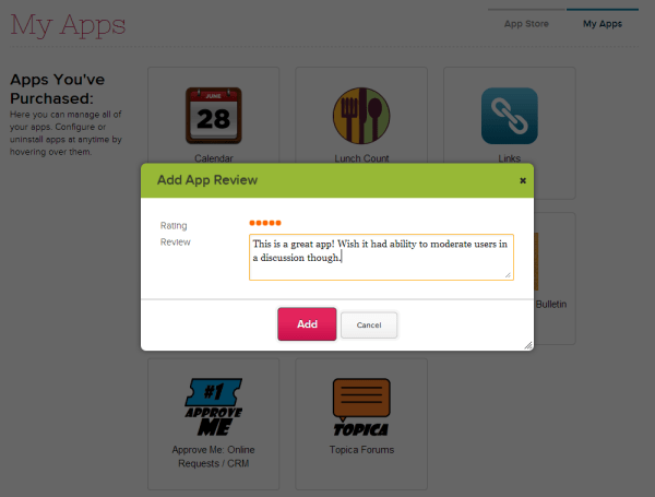 Rate a QuickSchools App