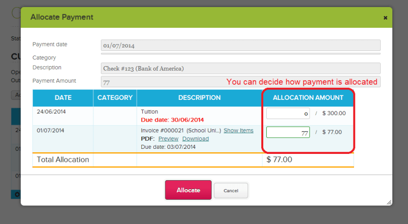 Allocating Payments