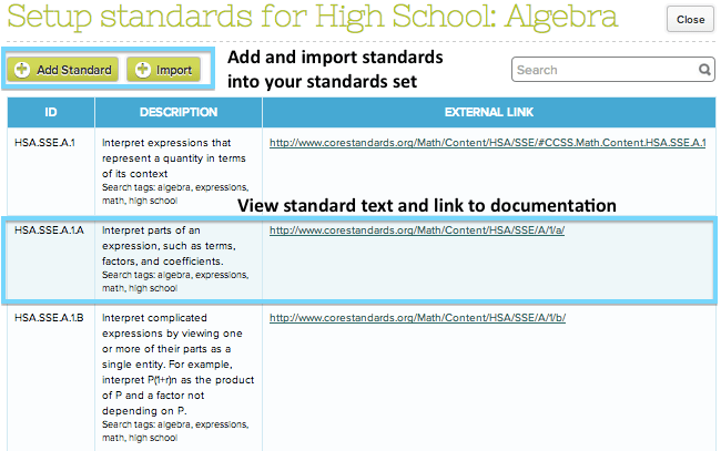 Setup Standards