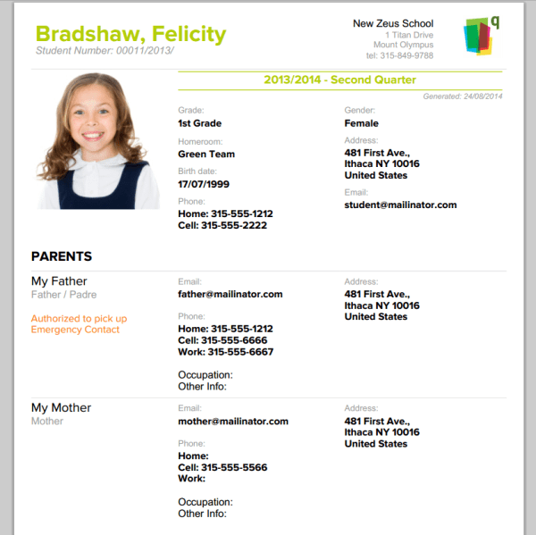 Student Profile in PDF