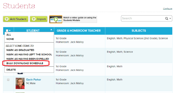 Bulk Download Schedule