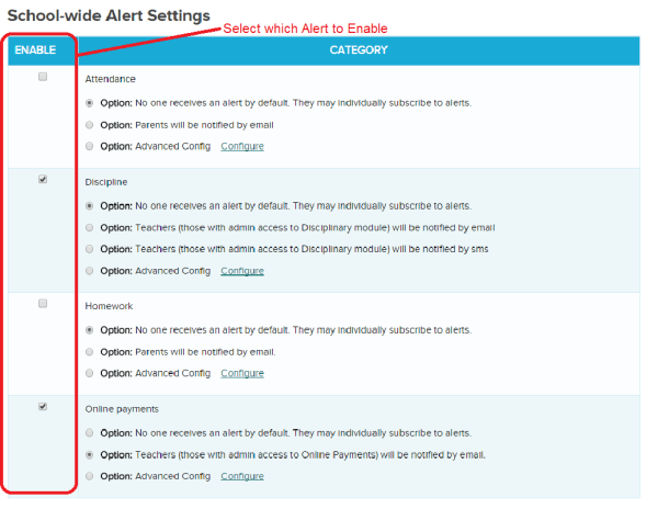 Enable Alerts for your users in QuickSchools (Private Beta)