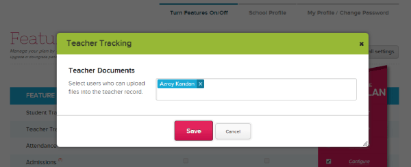 Documents tab for Teachers