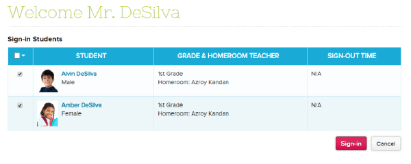 Parents can Sign Students In