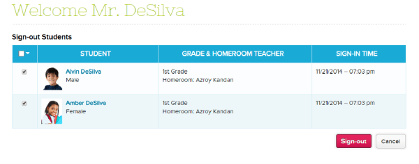 Parents can Sign Students Out