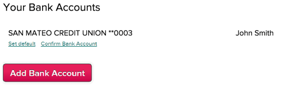 List of Bank Accounts (ACH)