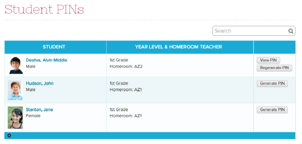 Manage PINs for Students