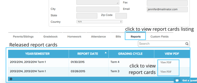 report card