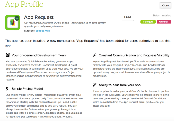 "App Request" App for Custom Development