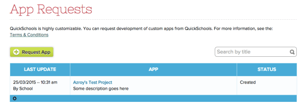 List of App Requests that are in Progress