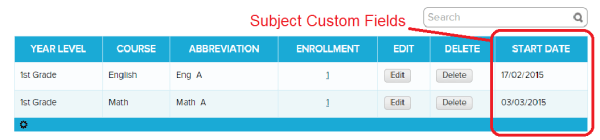 Subject Custom Fields
