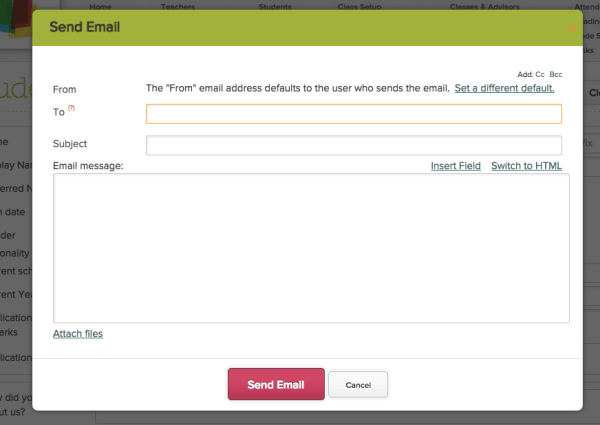 Compose New Email from Admissions