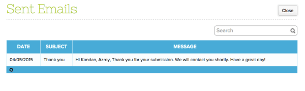 Email History from Admissions