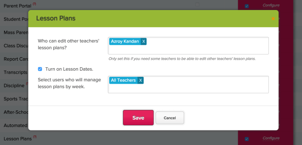 Configure Lesson Plans with Dates