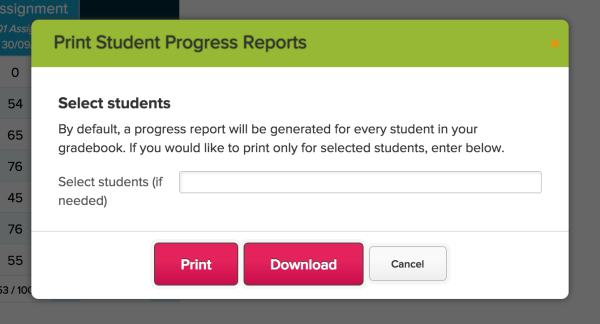 Gradebook: Print Student Progress Reports